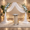 Floral Arch with Silk Roses and Elegant Drapery