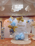 Over The Moon, Teddy Bear Semi Balloon Arch with Backdrop and Cake Stand Decoration for Events, New Jersey, New York