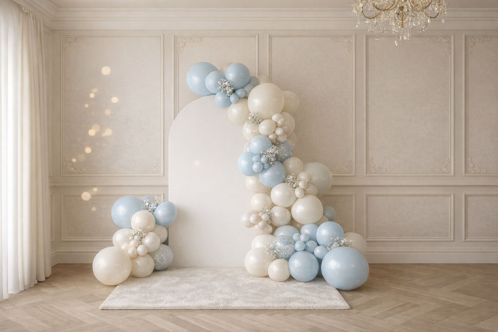 Backdrop Party Decor with Balloon Garlands - Picture Backdrop set up for events