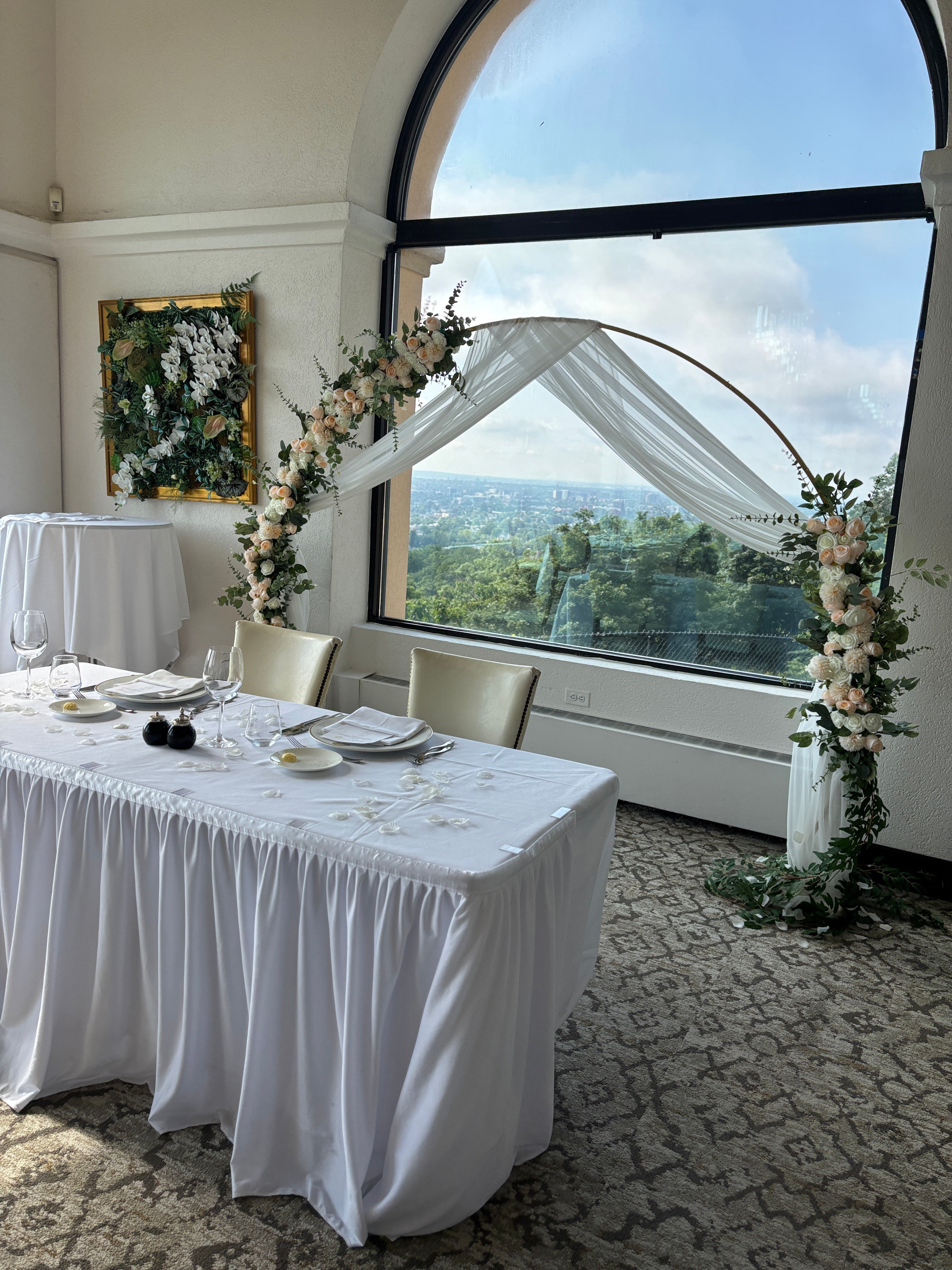 Elegant Floral Wedding Arch with Pastel Colors, Events, Venues.