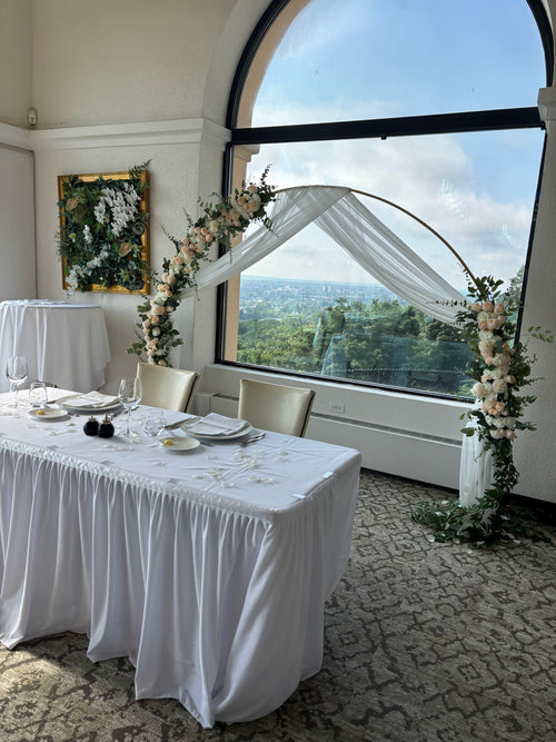 Elegant Floral Wedding Arch with Pastel Colors, Events, Venues.