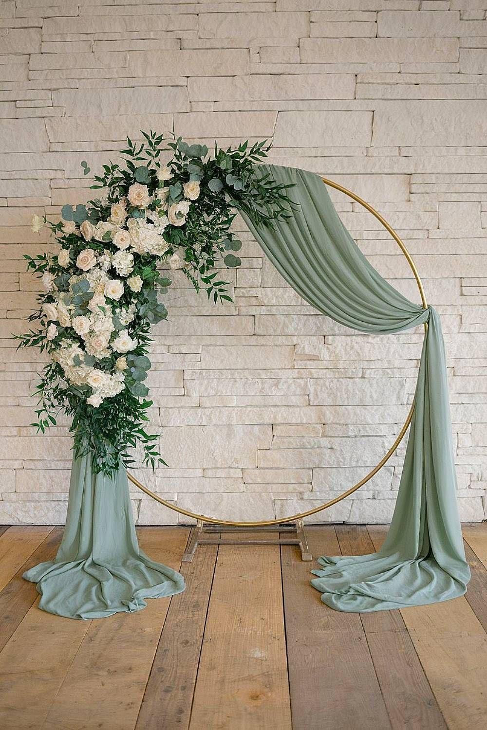 Elegant  Green  Floral Wedding Arch with Pastel Colors, Events, Venues
