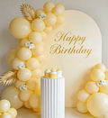 Happy Birthday Balloon Semi Arch with Cake Stand