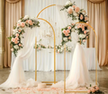 Real Looking Flowers 3 Panel Floral Arches with Tulle Fabric, Event Decoration
