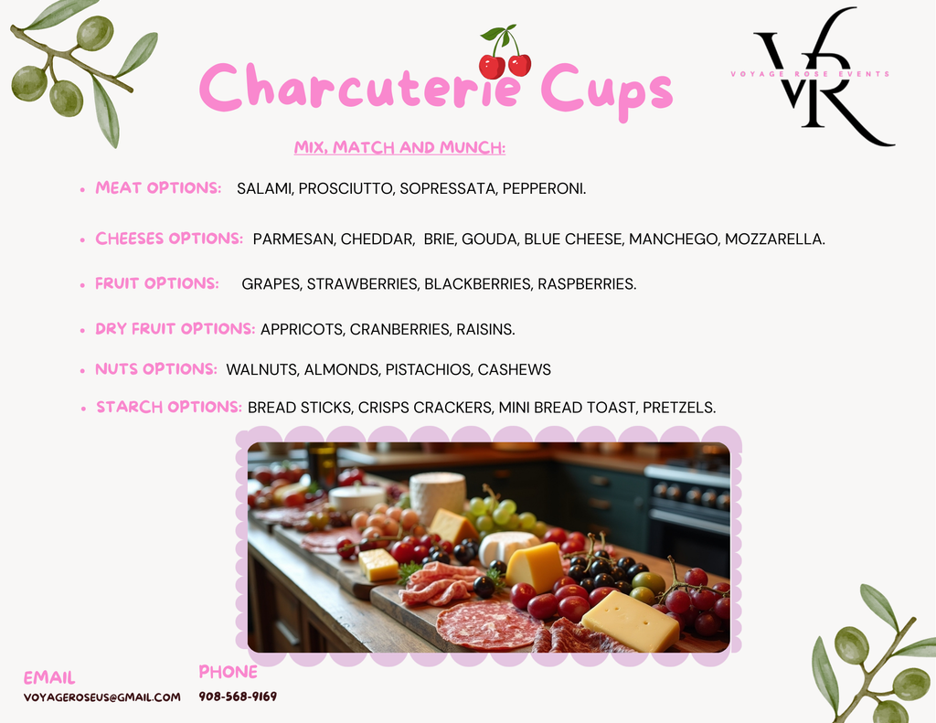 Personalized Charcuterie Cups for Coorporate Events, Weddings, Birthday Parties, Baby Showers New Jersey /NYC
