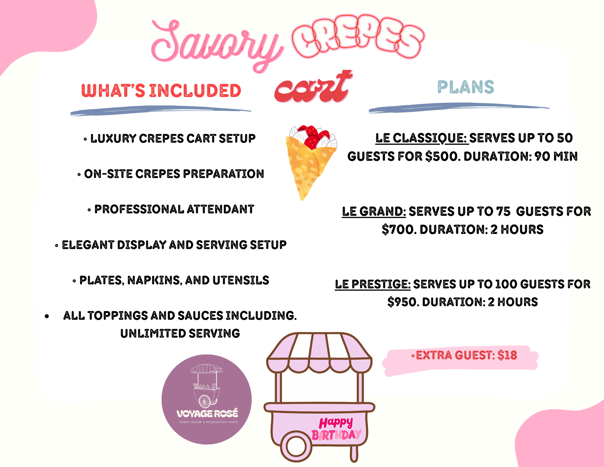 Savory Crepes Cart Station Service for Events