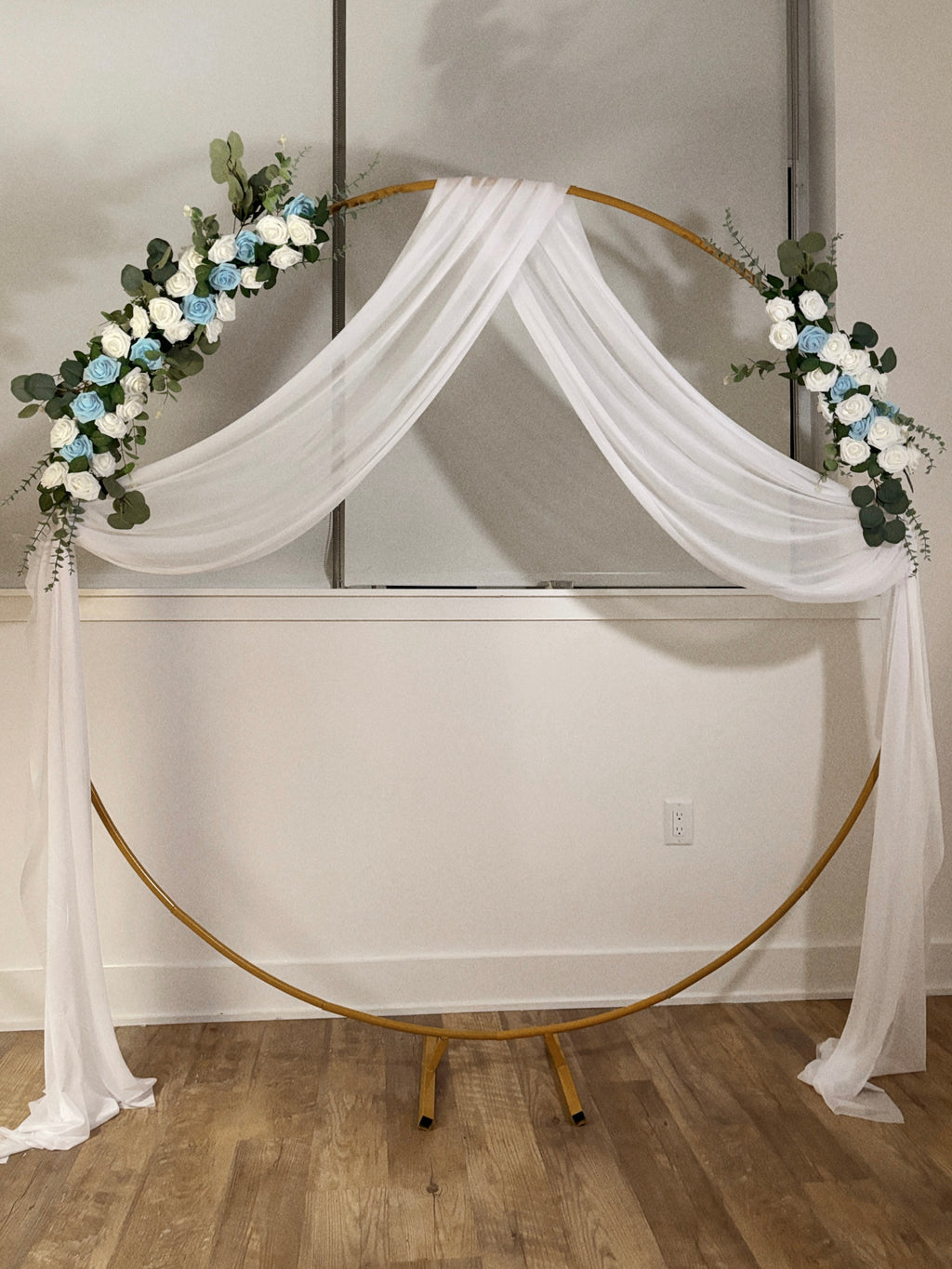 Floral Arch with Roses and Draping Fabric design