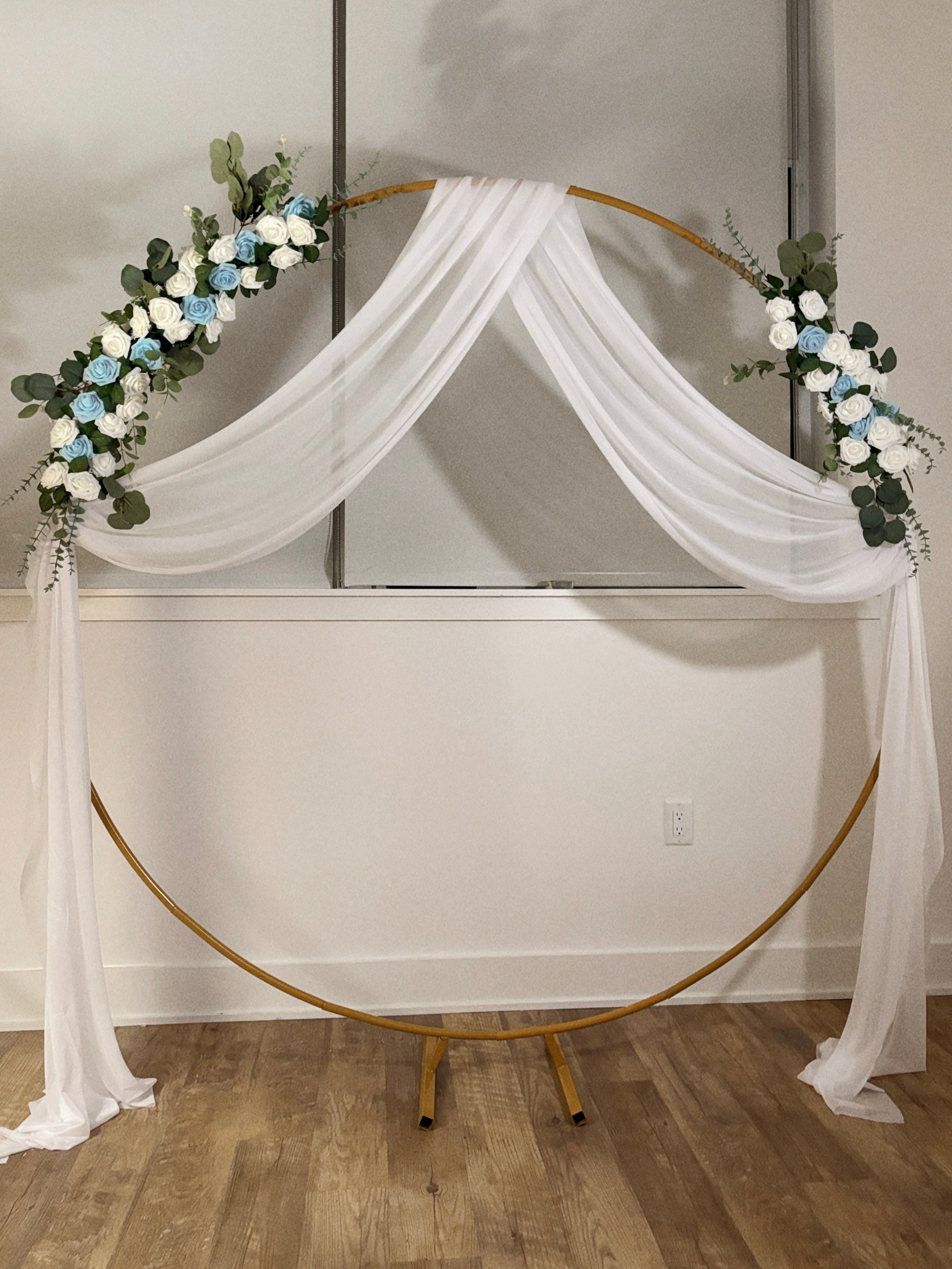 Floral Arch with Roses and Draping Fabric design