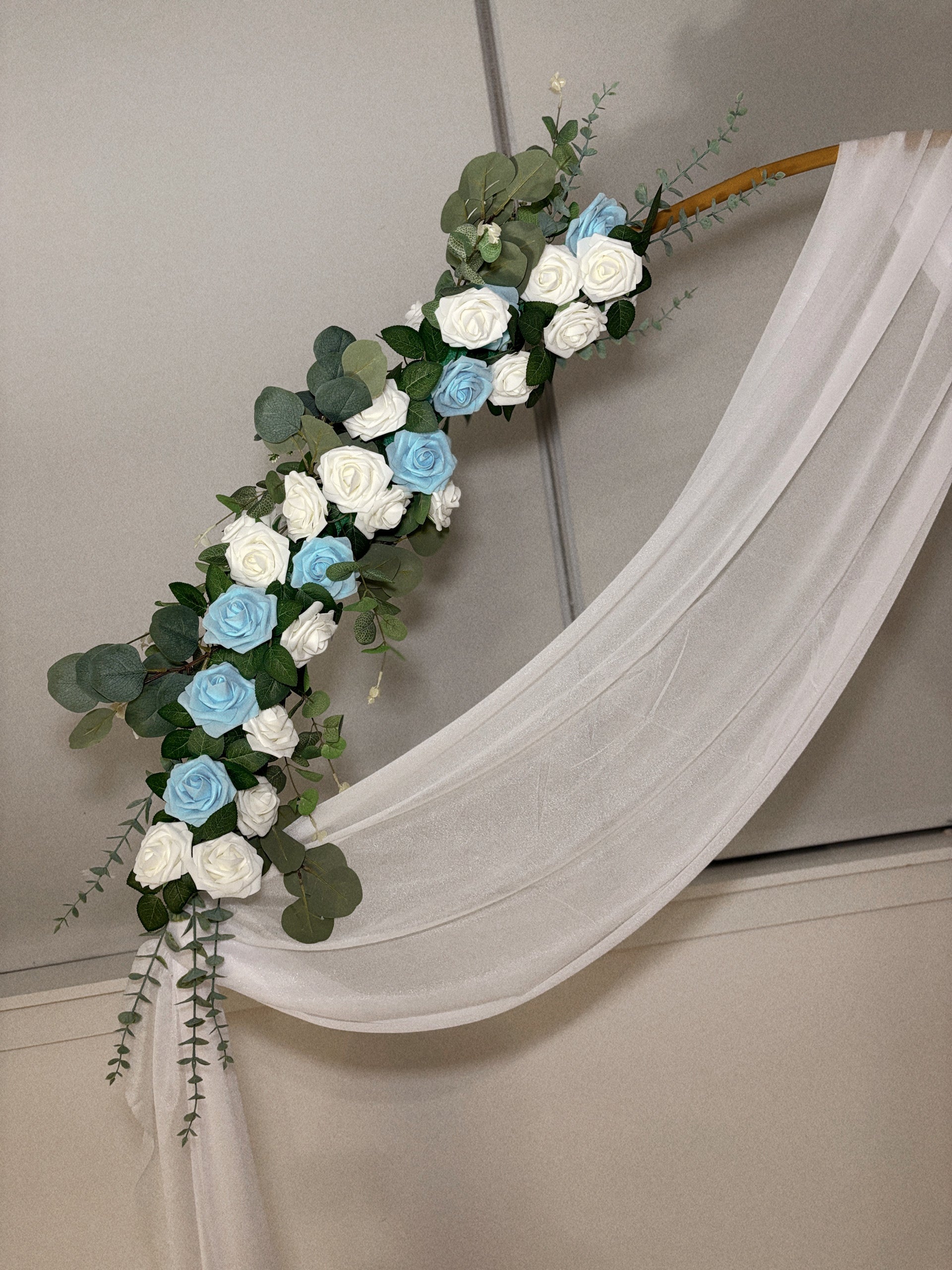 Floral Arch with Roses and Draping Fabric design