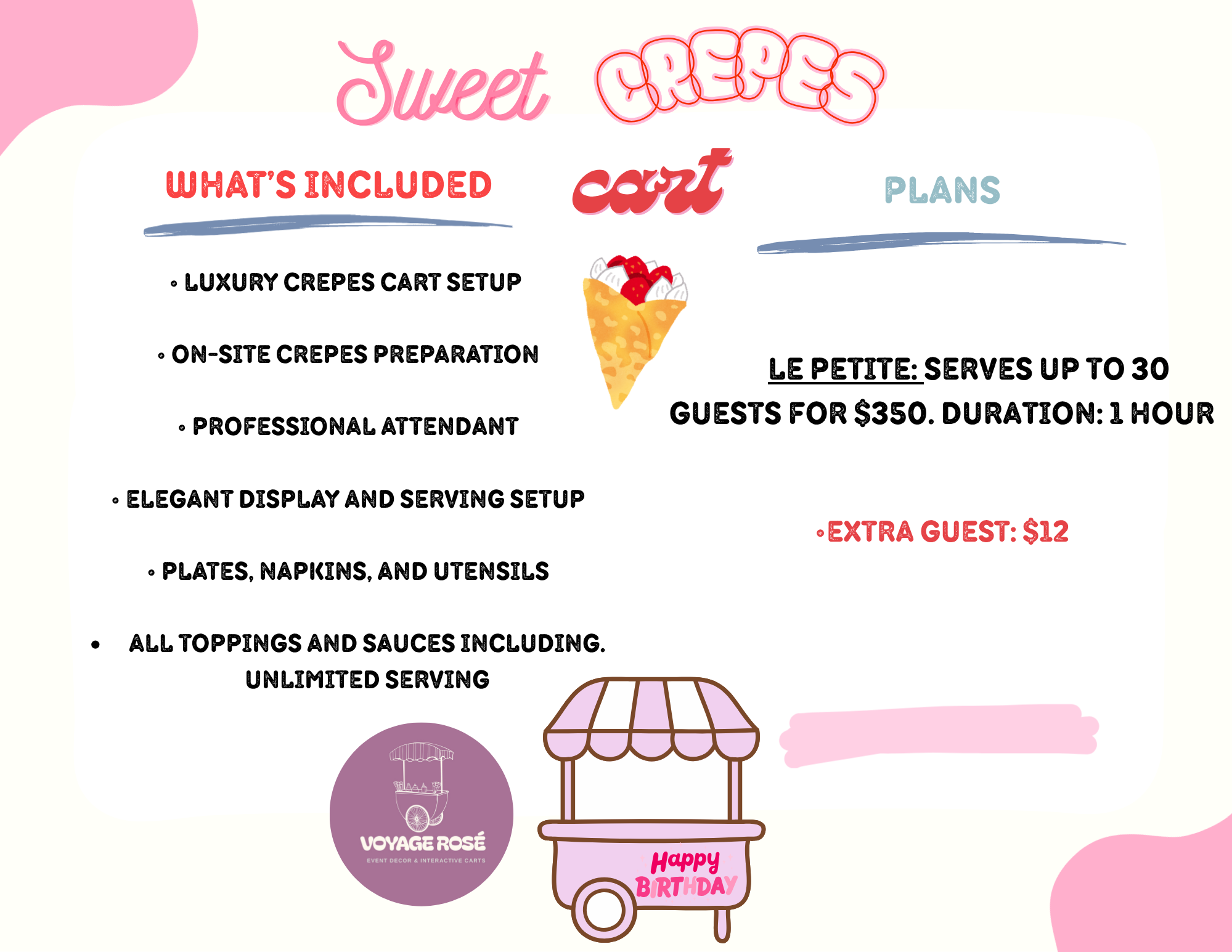 Sweet Crepes Cart- 30 guests