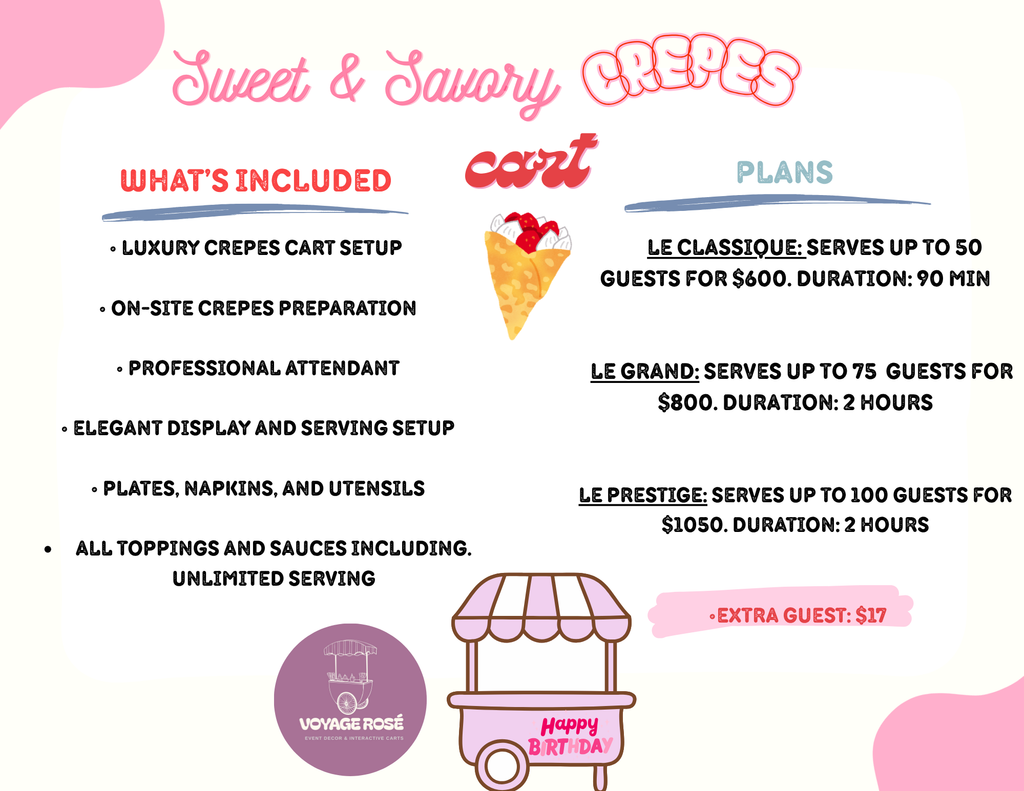 Sweet & Savory Crepes Cart Station Service for Events